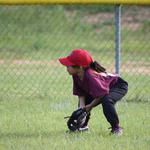 Makenzie Moorer ready in the outfield
