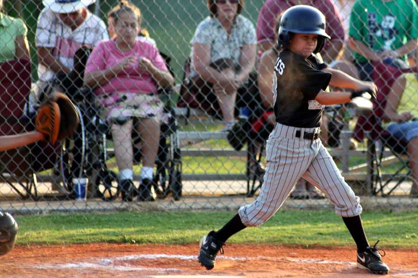 Brandon Peebles gets a base hit