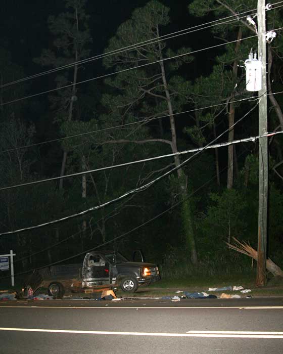 Power lines hang across Hwy 29