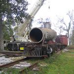 A view of the boiler's front toward the Boxcar Museum at the rear