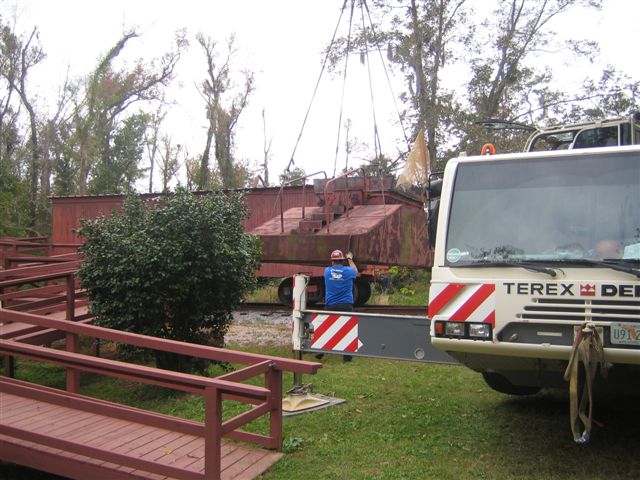 The water tank is lifted from the tender undercarriage.