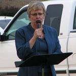 Nancy Helton thanking everyone for coming