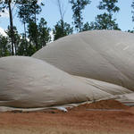 Dome home airform being inflated.