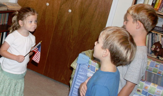 John (2nd), Ethan (1st), and Lydia (age 3) Bondurant, home school