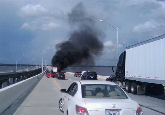  of two accidents on the Escambia Bay Bridge Thursday afternoon that left 