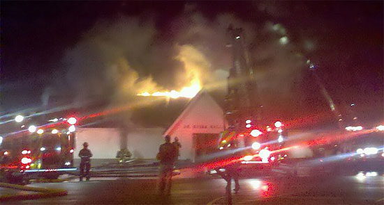 office building on fire. Fire destroyed a uilding at a