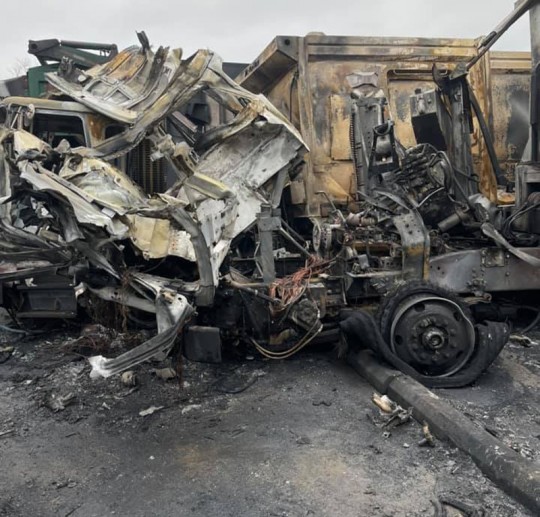 Explosion And Fire Destroys Five ECUA Trucks At Natural Gas Fueling