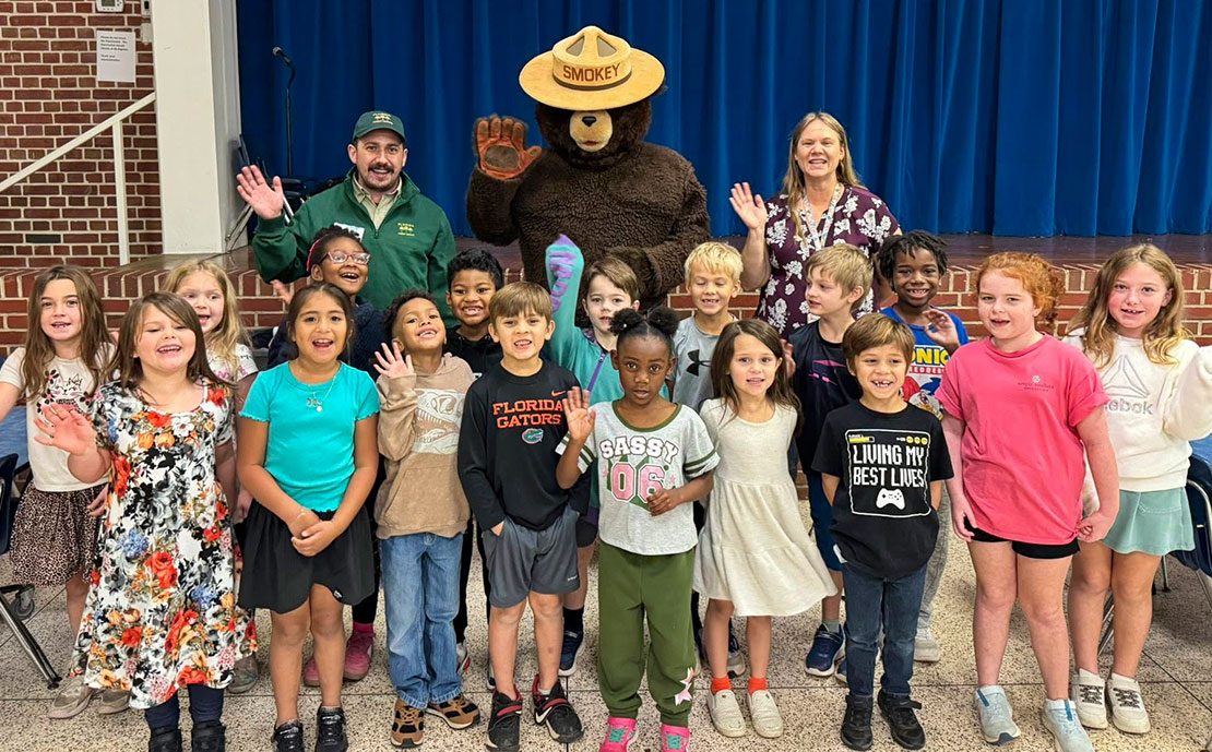 Smokey Bear, Florida Forest Service Visits Jim Allen First Graders