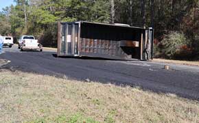 Overturned Dump Trucks Spills Hot Asphalt, Shuts Down Miles Of Highway 29