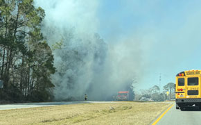 Firefighters Battle Cantonment Brush Fire; Highway 29 Closures Result