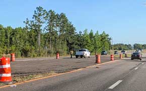 Temporary Median Crossovers Under Construction At Highway 29 And Highway 97