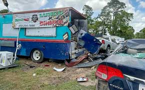 Pickup Plows Through Food Trucks, Vehicles In Destructive Cantonment Crash