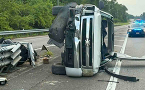 One Injured In Highway 29 Guardrail Crash, Rollover