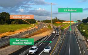 New Traffic Pattern On I-10 Eastbound Near Highway 29 Exit