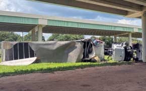 Semi-Truck Falls Off I-110 In Pensacola