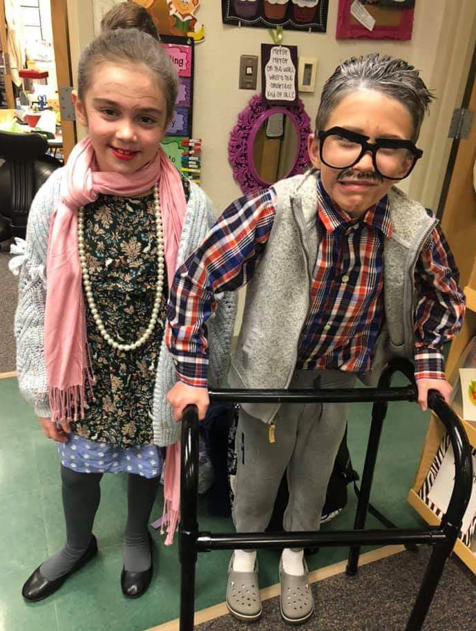 100th Day Of School 100 Year Old Costume Idea Baby Powder In Hair ...
