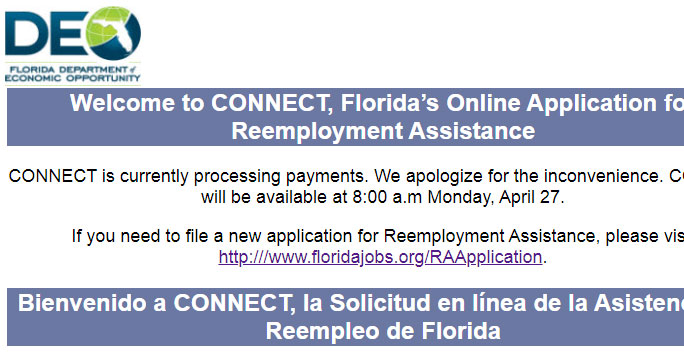 Florida’s Unemployment Website Is Down Until Monday : NorthEscambia.com