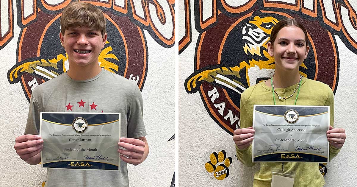 Canvas Ransom Ransom Middle School Names Students of The Month : NorthEscambia.com